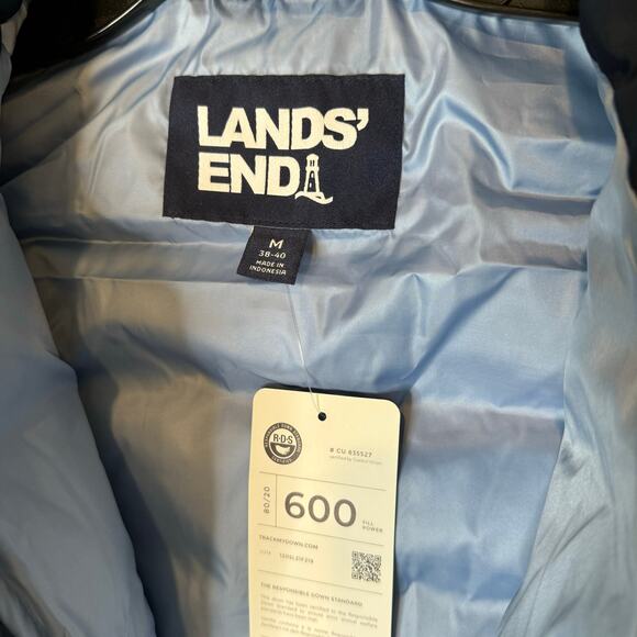Lands End NWT Men‎ Size M Navy FP 600 Allied Feather and Down Zipper Puffer Vest - Picture 5 of 7